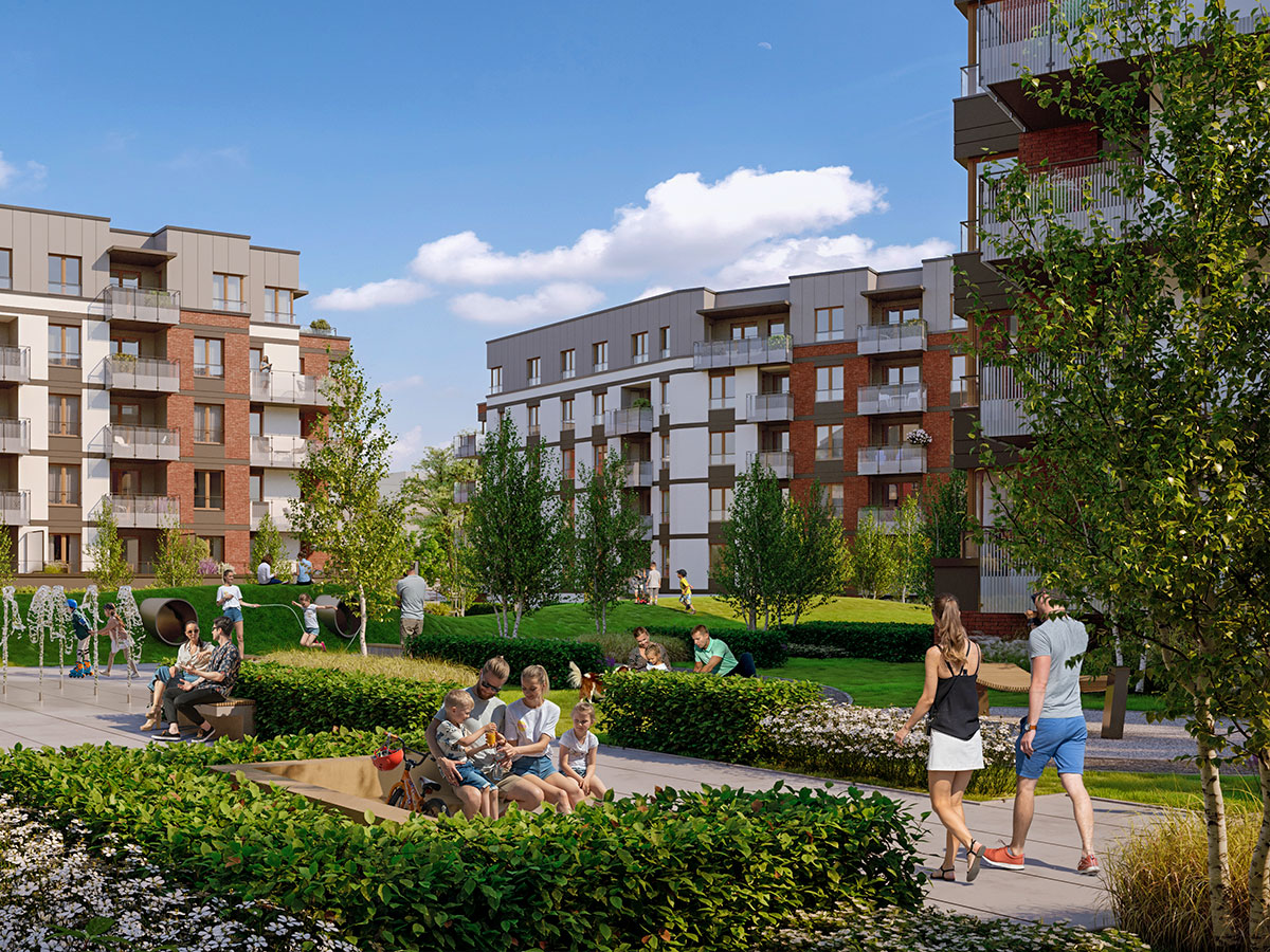 Zielony dziedziniec - zaciszny park sercem osiedla